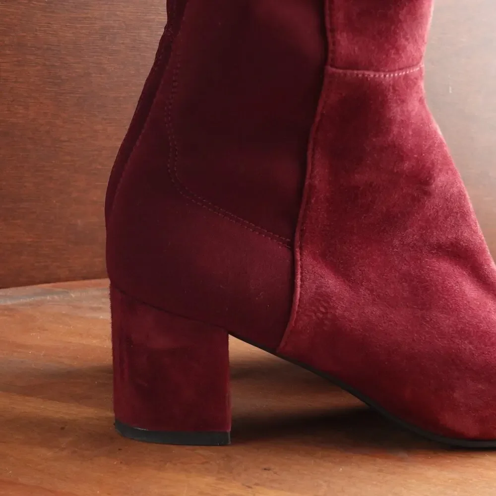 Stuart Weitzman Boots WMS SZ 5.5B Burgundy Gillian‎ 60 City Over The Knee Suede